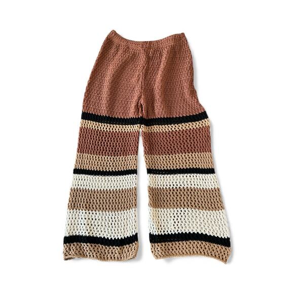 Zara Crochet Striped Flared Pants | Medium - Picture 5 of 5